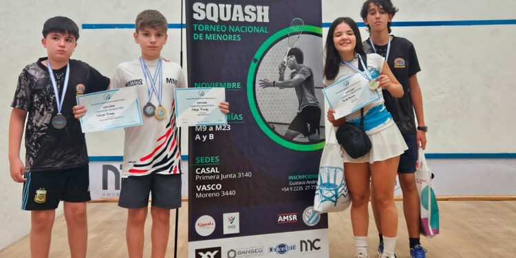 LOS QUE SE SUBIERON AL PODIO. Segundo Kowalczyk, Felipe Piaggi, Paula Rivero y Bautista Carrozo.