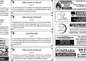 Fúnebres del Sabado 30 de Diciembre de 2023