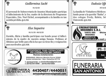 Fúnebres del Viernes 8 de Diciembre de 2023