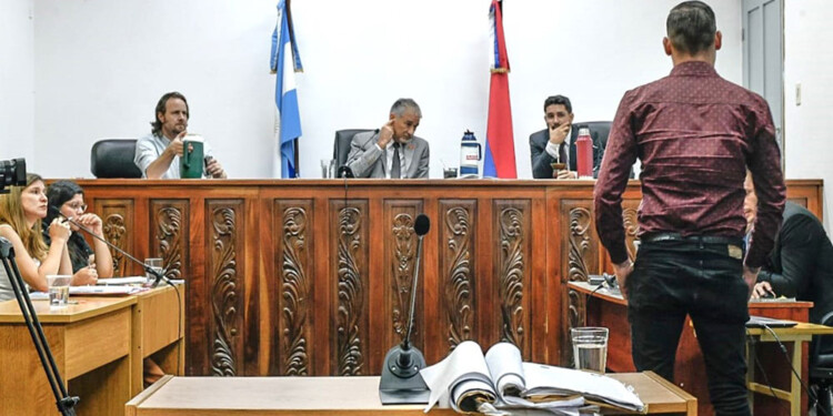 PADRE Y COMPAÑERO. El testigo (de espaldas) le pidió al Tribunal que Rita pueda vincularse en libertad con su hija de 3 años.