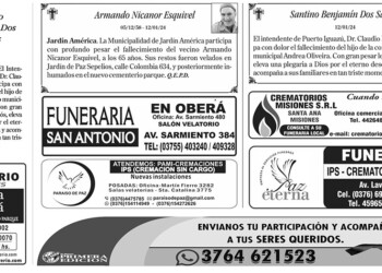 Fúnebres del domingo 14 de enero de 2024