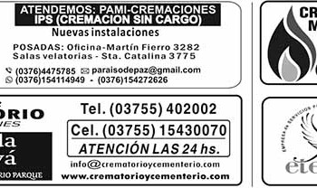 Fúnebres del Lunes 18 de Marzo de 2024