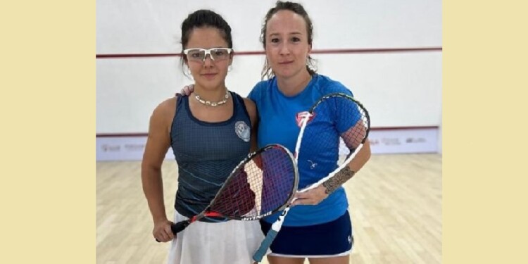 LA FINAL. Paula Rivero junto a Antonella Falcione, antes de jugar la definición.
