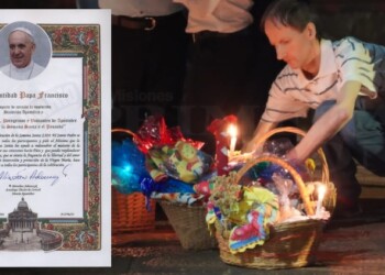 Acompañamiento del Papa Francisco a la bendición de alimentos que se realiza en Apóstoles