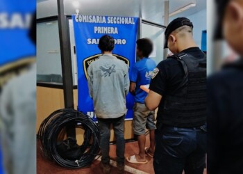 Los atraparon in fraganti cuando robaban cables de fibra óptica
