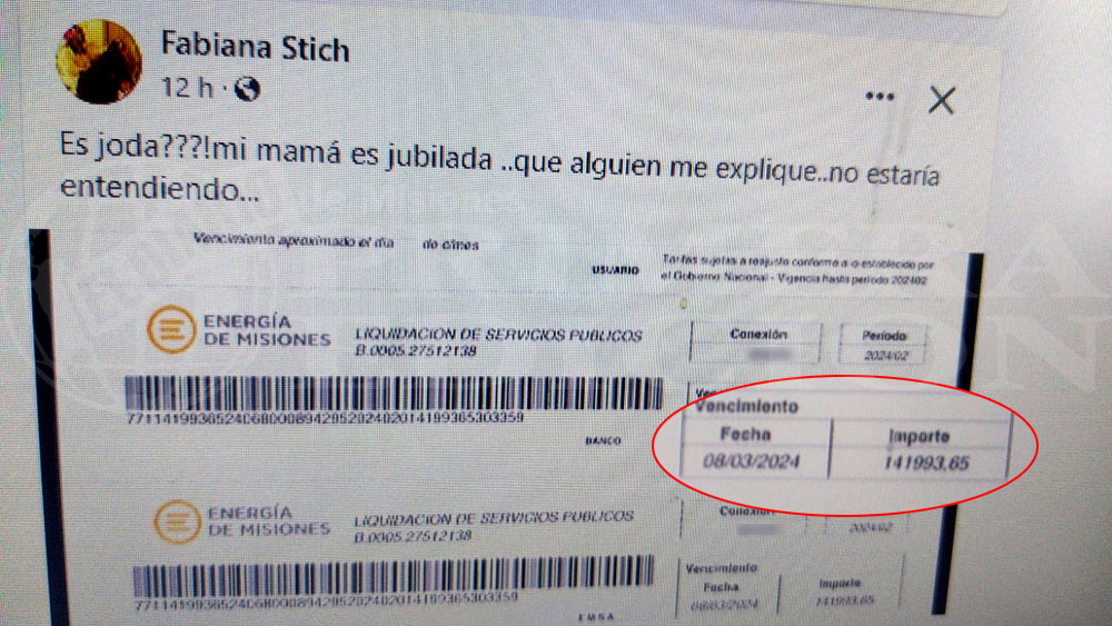 Enojo y angustia: a una docente jubilada de Roca le facturaron casi 0.000 de luz