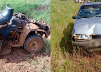 Colisión entre un auto y un cuatriciclo dejó como saldo un herido