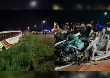 Fuerte choque con heridos entre un colectivo y un auto en San Vicente