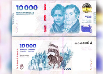 Comenzó a circular el nuevo billete de $10.000
