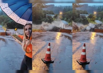 Video: el río arrasó un puente en Brasil mientras una alcaldesa transmitía en vivo