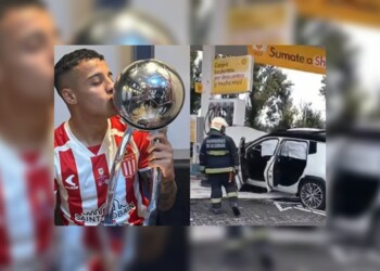 Se conoció el impactante video del choque del  jugador de Estudiantes contra una estación de servicio