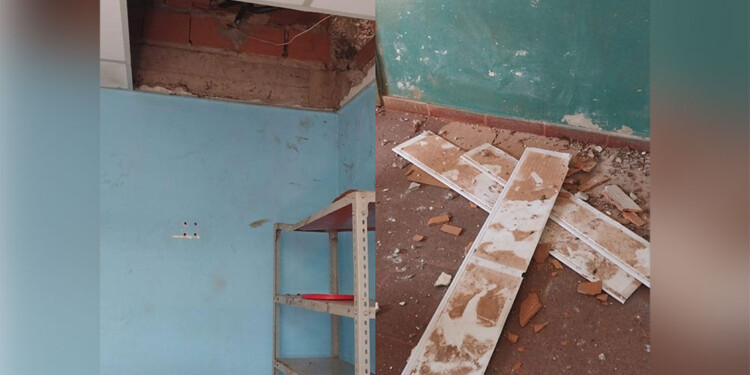 BOQUETE. Los ladrones rompieron una parte del techo para ingresar. (Gentileza K. Welter)