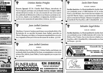 Fúnebres del Sábado 21 de Septiembre de 2024