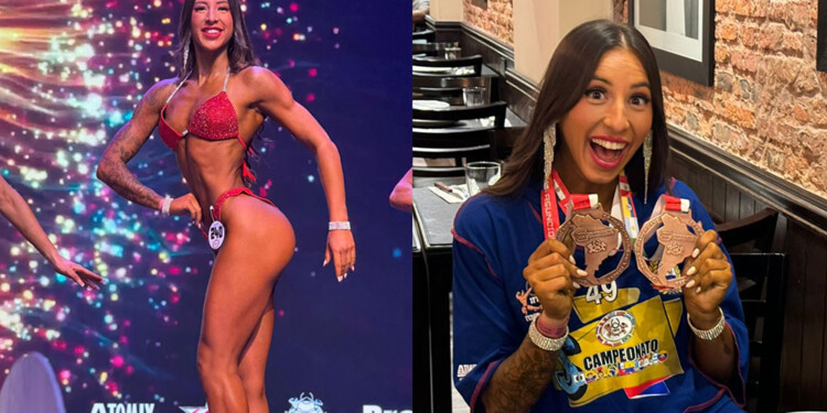 DESTACADA. Ludmila Piasecki sobre el escenario, y con las medallas que alcanzó en el Sudamericano de Asunción.