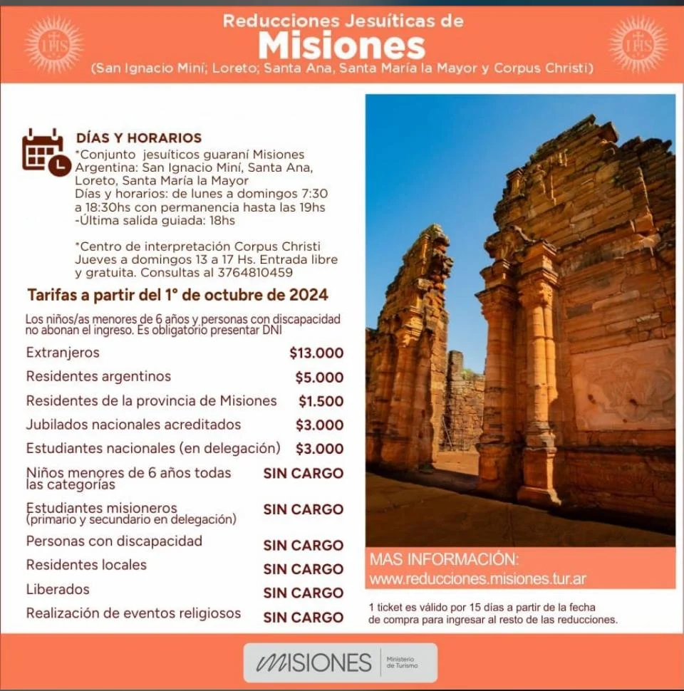 Ruinas de San Ignacio de Loyola 7 Tarifario octubre san ignacio