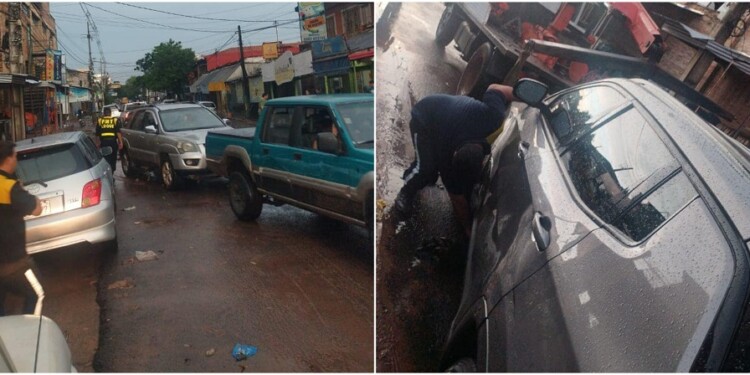 La Municipalidad de Luque realizó un operativo para asistir a vehículos afectados por las inundaciones.