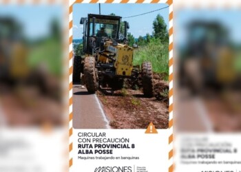 Por restauración de banquinas recomiendan transitar con precaución por ruta provincial Nº8