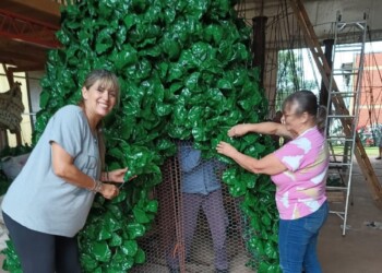 Con un espíritu incansable Capioví trabaja en la reconstrucción de su Árbol de Navidad