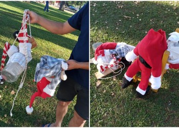 Destrozaron los adornos navideños en la plazoleta de Campo Viera