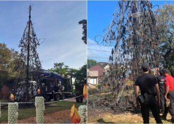 El árbol de navidad de Capioví terminó consumido por las llamas