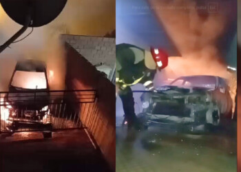 Un auto se incendió por completo en Itaembé Guazú