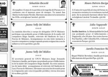Fúnebres del Jueves 16 de Enero de 2025