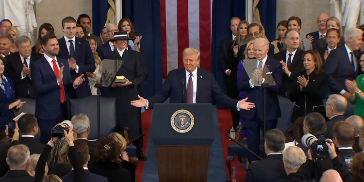 NOTICIAS ARGENTINAS BAIRES ENERO
20: El presidente electo de los
Estados Unidos, Donald Trump,
asumió formalmente hoy como el
mandatario 47º del país del
norte.FOTO: CAPTURA TV/NA