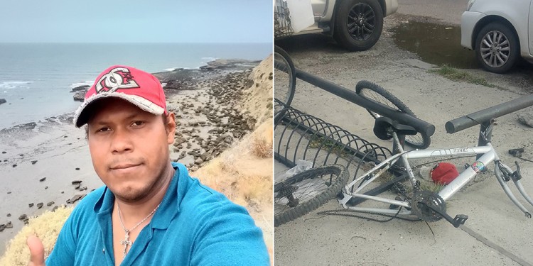 DESTRUIDA. Así quedó la bicicleta del joven cicloturista, quien partió de Misiones en junio del año pasado.