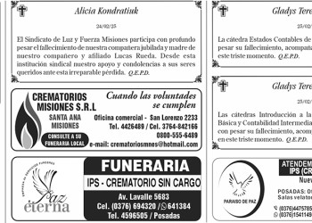 Fúnebres del miércoles 26 de febrero de 2025