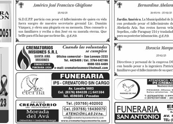 Fúnebres del viernes 28 de febrero de 2025