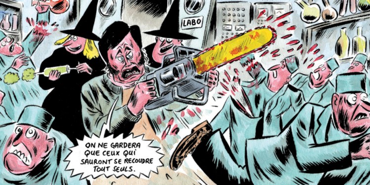 LA MOTOSIERRA. Imagen publicada por la revista Charlie Hebdo.