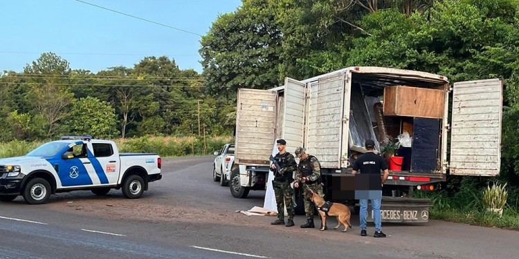 FALSA MUDANZA. Entre los muebles y cajas, “Osa” detectó los panes de marihuana.