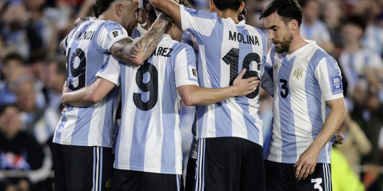 Festejo de Argentina. Argentina vs Brasil. Eliminatorias Copa del Mundo 2026. Fotobaires 25/3/2025