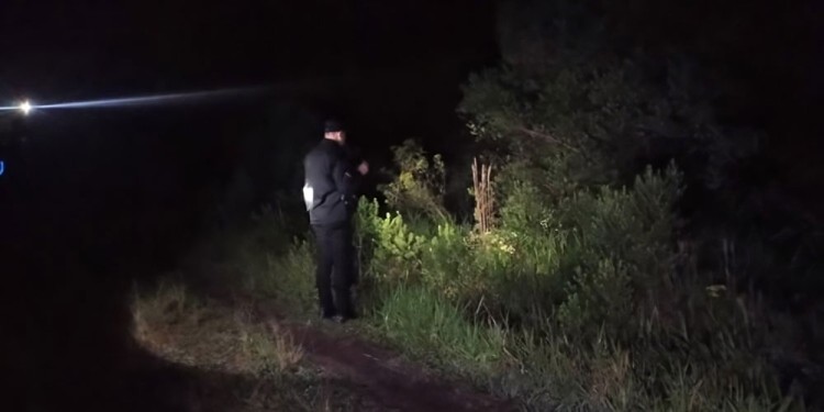 ESCENA. A la vera de la ruta la policía encontró el cuerpo de la víctima, además del mango de un cuchillo.