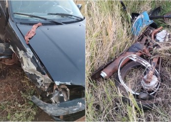 San Pedro: choque entre un auto y motocicleta terminó con lesionados