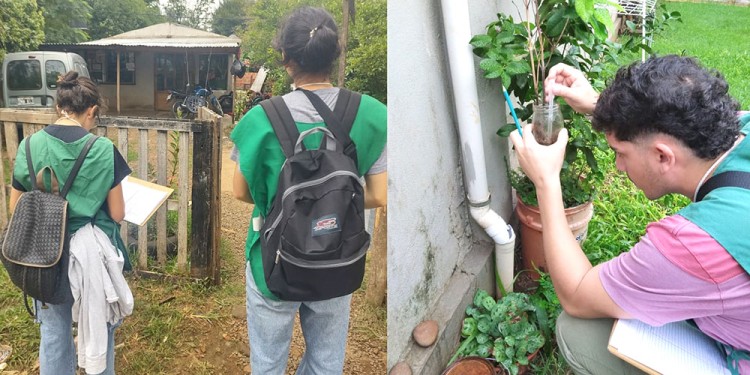 TRABAJO DE CAMPO. La Municipalidad de Posadas debió extender hasta hoy el LIRAa porque los días de lluvia frenaron el operativo de levantamiento de índice aédico en los barrios de la ciudad.