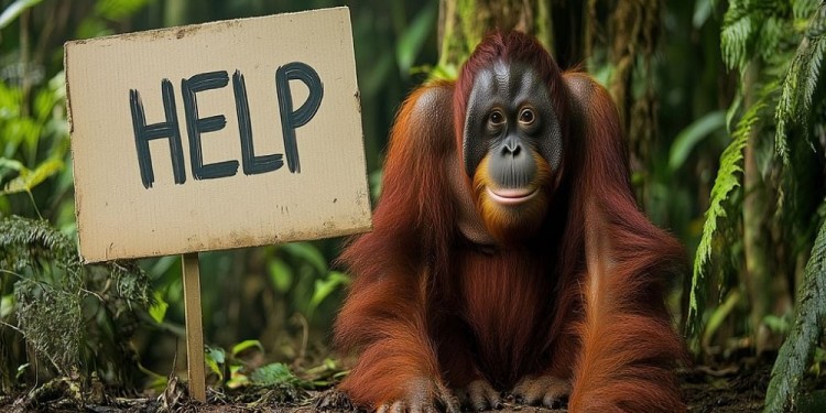 El orangután de Tapanuli está al borde de la extinción debido a la deforestación para plantaciones de aceite de palma. Quedan menos de 800 individuos.