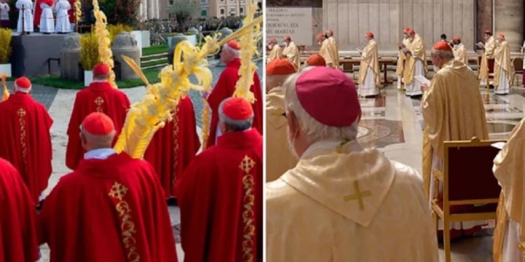 Obispos durante las diferentes celebraciones de Semana Santa (foto: Vatican Media)