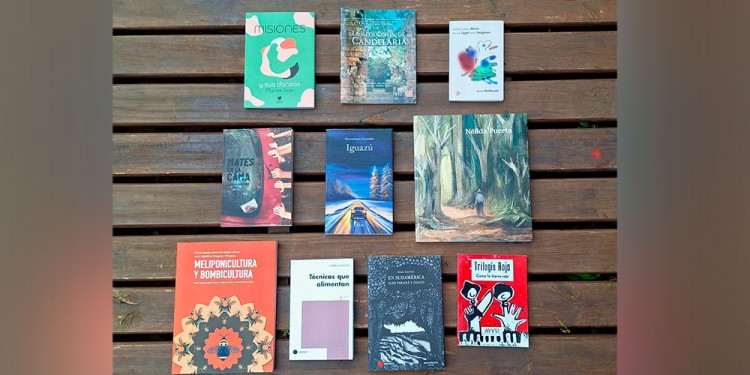EN EXPOSICIÓN. Las diez obras literarias que Misiones llevó este año a la 49ª Feria Internacional del Libro.