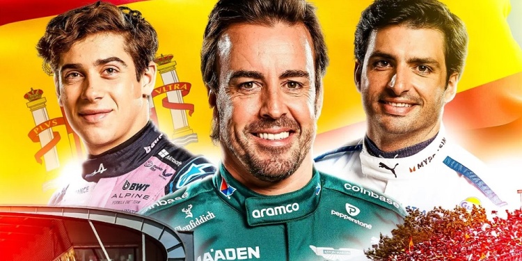 El argentino Colapinto se "coló" junto a los locales Alonso y Sáinz en la promo del GP de España