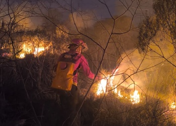Se registró un incendio a metros del peaje de Santa Ana