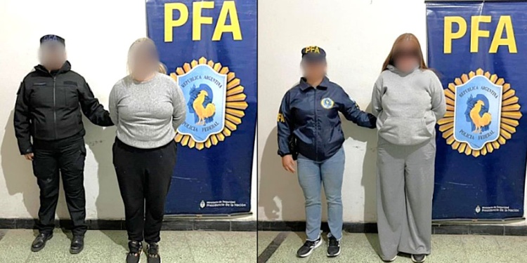 PRESUNTAS PROVEEDORAS. No trascendió la identidad de las sospechosas. Se informó desde la Policía Federal que tienen 25 y 38 años.