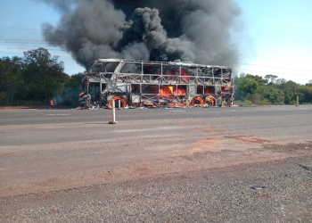 En imágenes: así quedó el colectivo que se incendió en la ruta 105