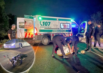 Motociclista despistó en Oberá tras chocar con una bolsa de basura