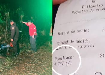 “Récord etílico”: motociclista conducía con 4,26 g/l de alcohol en sangre y fue detenido