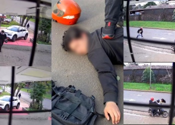 Dueña de un showroom evitó el robo de su celular “tackleando” a un motochorro