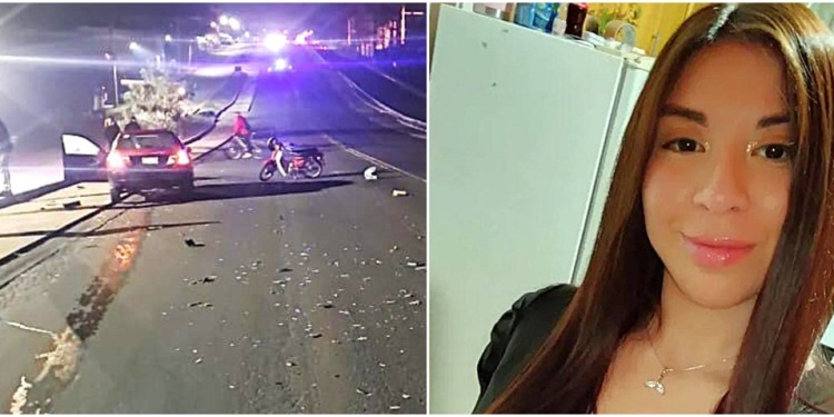 LA ESCENA. El automóvil y la motocicleta en la que viajaba la joven constructora. Aldana era maestra mayor de obras. Volvía de trabajar.