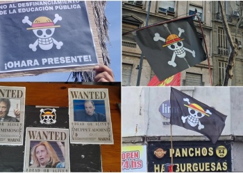 La bandera de One Piece, símbolo de lucha contra la opresión, presente en las protestas de Argentina