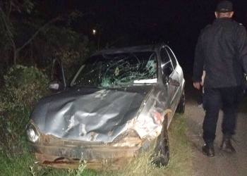 Cerro Corá: siniestro vial con animal vacuno deja auto destrozado pero sin heridos