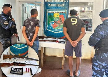 Dos detenidos y armas incautadas en allanamiento por presunta usurpación